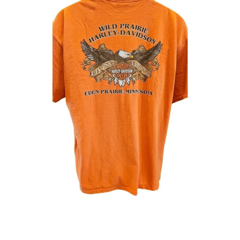 Harley Davidson vintage bright orange Halloween riding shirt XL wild prairie